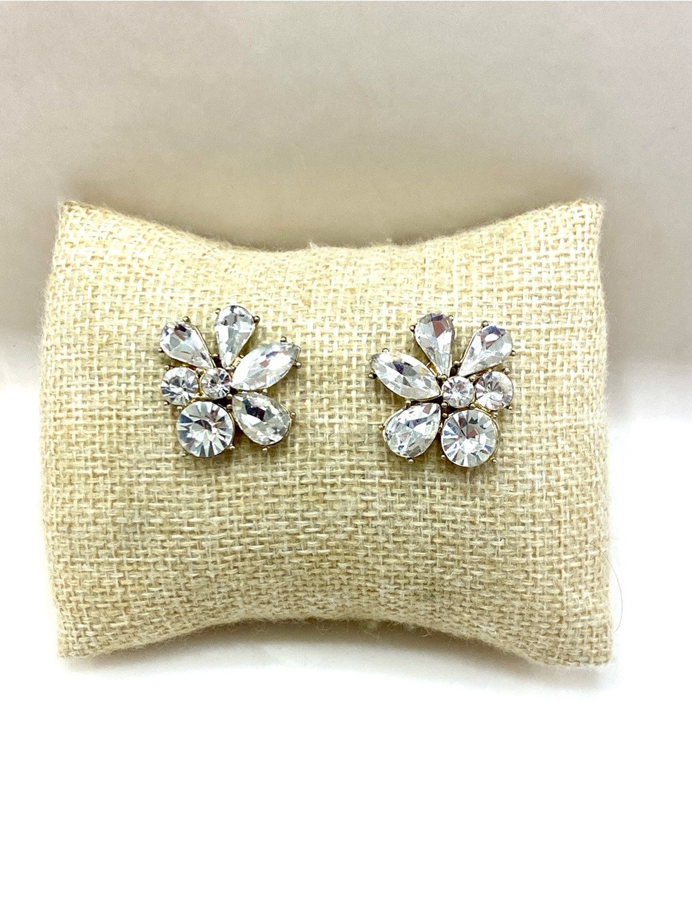 J. Crew Clear Crystal Floral Cluster Stud Earrings